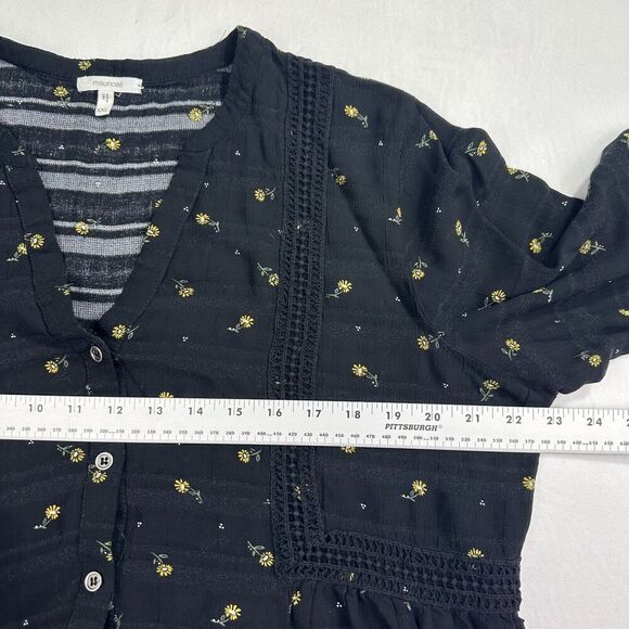 Maurices Women’s‎ Black & Yellow Floral Print Button Front Top Sz XXL linen-feel - Picture 8 of 16